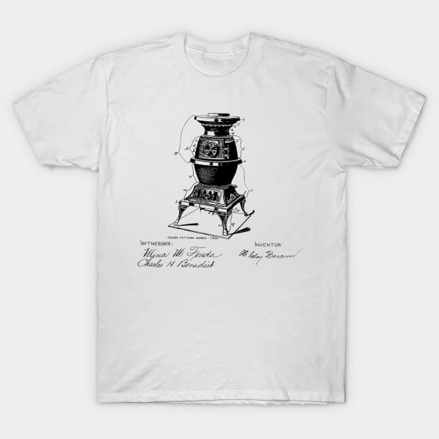 Cannon Stove Vintage Patent Hand Drawing T-Shirt by TheYoungDesigns